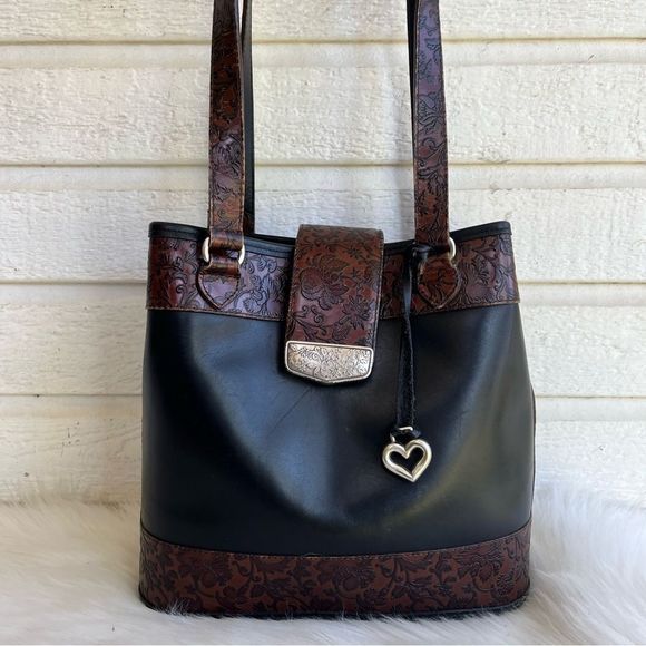 Brighton Handbags - BRIGHTON Leather Flap Shoulder Bag Tote Handbag Vintage